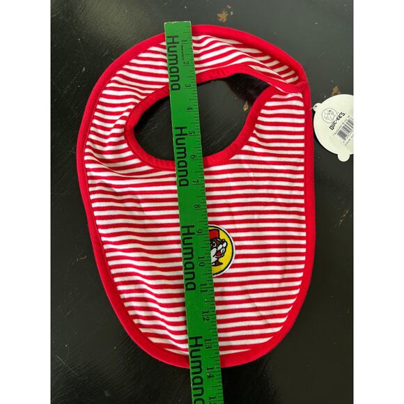 Buc-ees Red & White Stripe Newborn Bib Snap Closure NWT - Picture 5 of 7